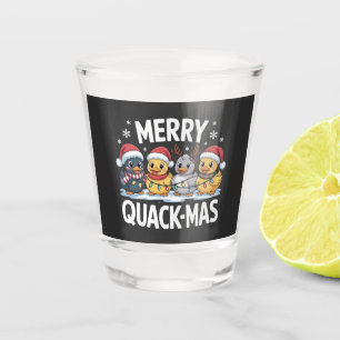 Merry Quackmas Cute Kawaii Ducks Holiday Celebrati Shot Glass