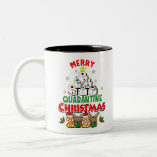 Merry Quarantine Christmas 2020 Pyjamas Matching Two-Tone Coffee Mug