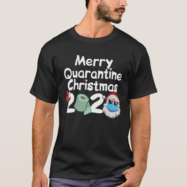 Merry Quarantine Christmas 2020 Santa Gift T-Shirt (Front)