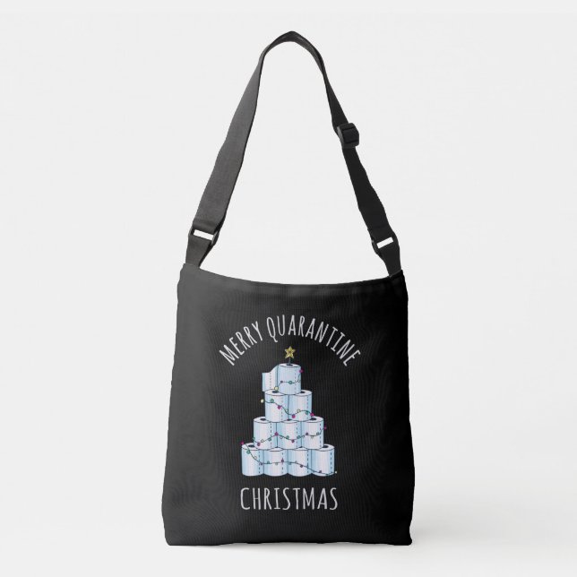 Merry Quarantine Christmas Tree Toilet Paper Crossbody Bag (Front)