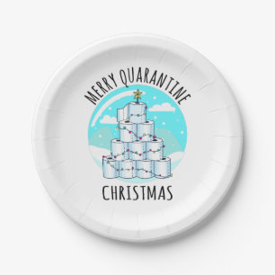 Merry Quarantine Christmas Tree Toilet Paper Paper Plate
