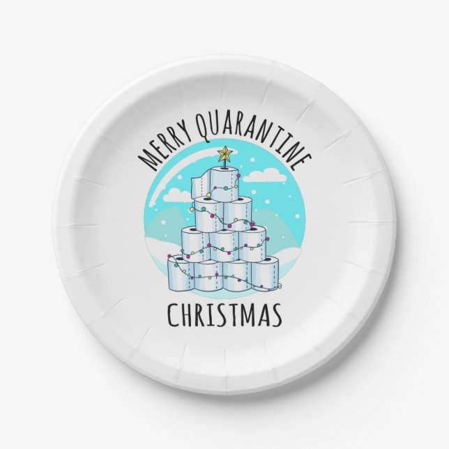 Merry Quarantine Christmas Tree Toilet Paper Paper Plate (Front)