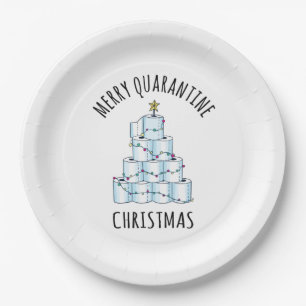 Merry Quarantine Christmas Tree Toilet Paper Paper Plate