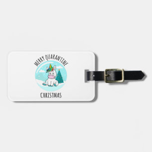 Merry Quarantine Christmas Unicorn Luggage Tag