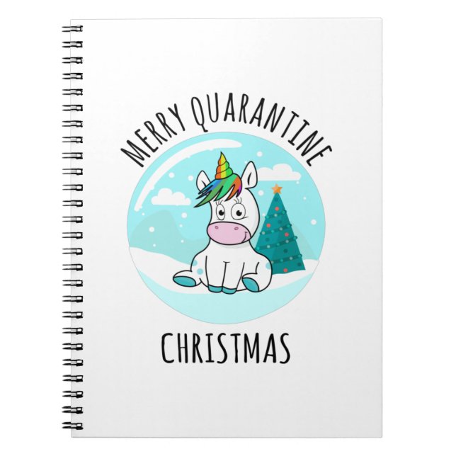 Merry Quarantine Christmas Unicorn Notebook (Front)
