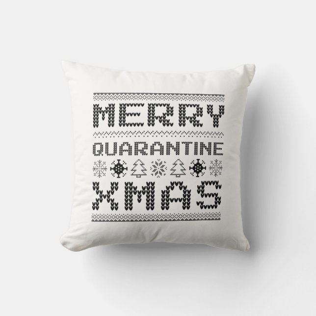 Merry Quarantine Xmas Throw Pillow (Front)