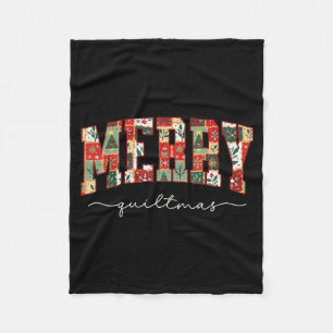 Merry Quiltmas Patchwork Quilters Knitting Sewing Fleece Blanket