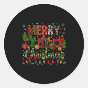 Merry Quiltmas Quilter Sewing Retreat Pajama Chris Classic Round Sticker