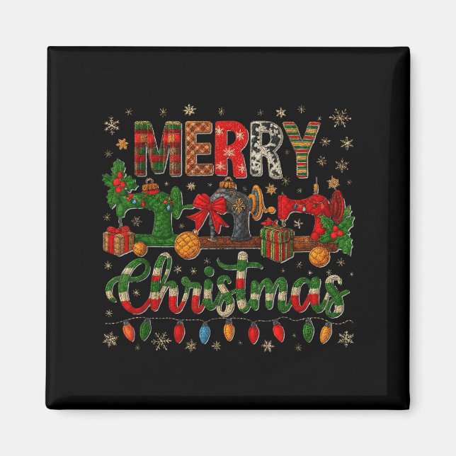 Merry Quiltmas Quilter Sewing Retreat Pajama Chris Magnet (Front)