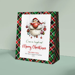 Merry Quirky Santa Watercolor Festive Gift Bag
