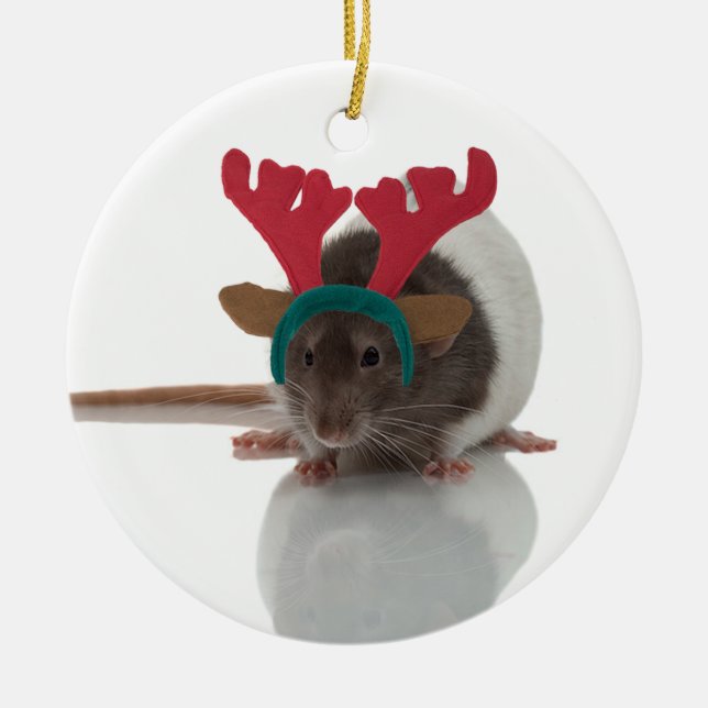 Merry Ratmas Ceramic Ornament (Front)