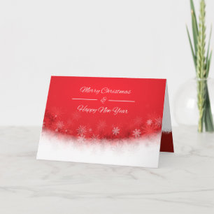 Merry Red Christmas Happy New Year with Snowflakes Holiday Card