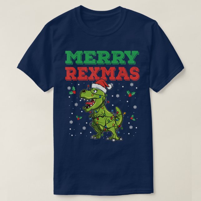 Merry Remas Santa Tre Dino Toddler Boys Christmas  T-Shirt (Design Front)