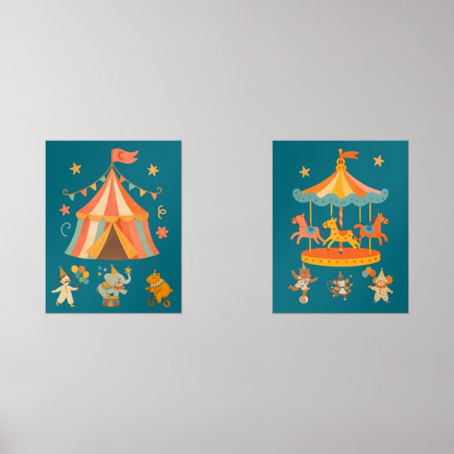 Merry Retro Circus Print Set (Recto)