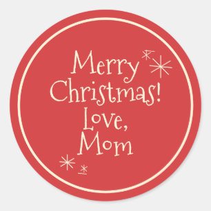 Merry Retro Vintage Minimal Midcentury Christmas Classic Round Sticker