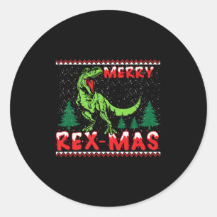 Merry Rex-mas T-rex Dinosaur Premium  Classic Round Sticker