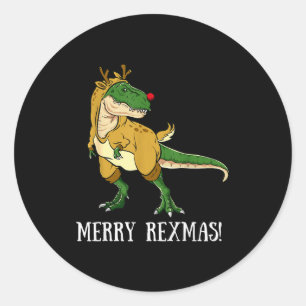 Merry Rexmas Reindeer T-rex Rudolph Dinosaur Chris Classic Round Sticker