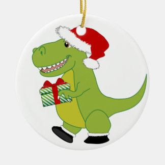 Merry Rexmas T-Rex Ceramic Ornament