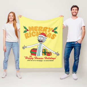 Merry Rickmas and Happy Human Holidays Fleece Blanket
