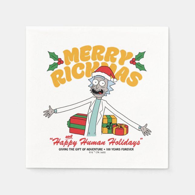 Merry Rickmas and Happy Human Holidays Napkin (Front)