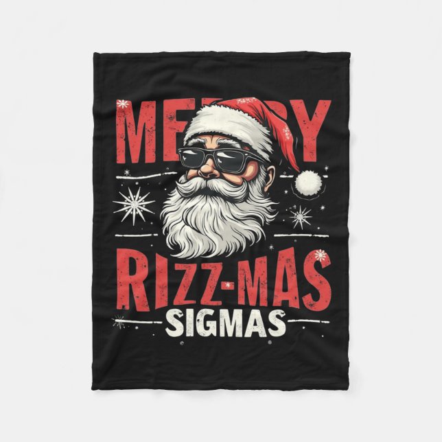 Merry Rizz Mas Sigmas - Cool Santa Face Gen Alpha  Fleece Blanket (Front)