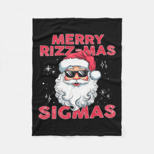 Merry Rizz Mas Sigmas - Cool Santa Face Gen Alpha  Fleece Blanket