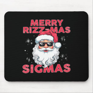 Merry Rizz Mas Sigmas - Cool Santa Face Gen Alpha  Mouse Pad