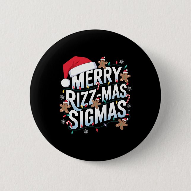 Merry Rizz Mas Sigmas Funny Alpha Christmas Santa  2 Inch Round Button (Front)