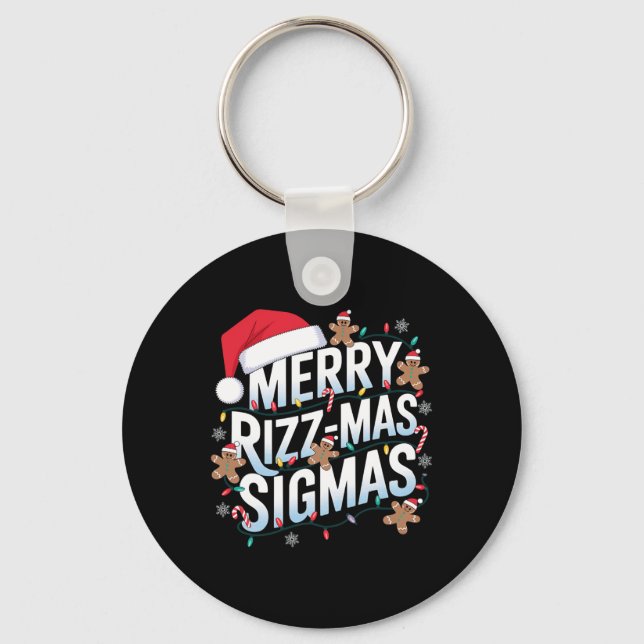 Merry Rizz Mas Sigmas Funny Alpha Christmas Santa  Keychain (Front)