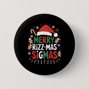 Merry Rizz Mas Sigmas Funny Gen Alpha X-mas Santa  2 Inch Round Button