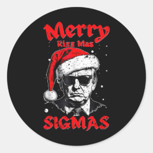 Merry Rizz Mas Sigmas Funny Gen Alpha X-mas Santa  Classic Round Sticker