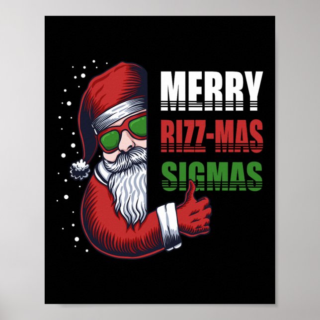 Merry Rizz Mas Sigmas Funny Gen- Alpha X-mas Santa Poster (Front)