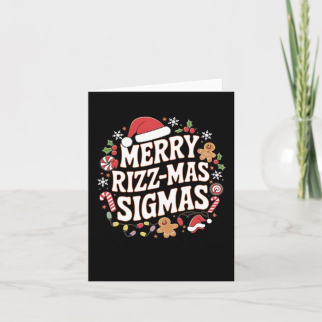 Merry Rizz Mas Sigmas Funny Meme Gen Alpha Santa C Card (Front)