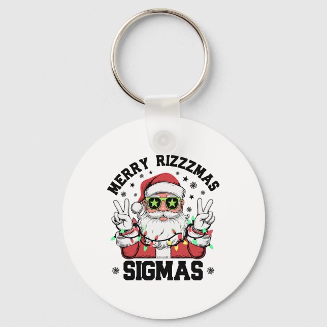 Merry Rizz Mas Sigmas Funny Santa Claus Christmas  Keychain (Front)