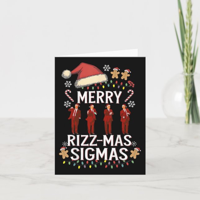 Merry Rizz Mas Sigmas Gen Alpha Trump Christmas Pj Card (Front)