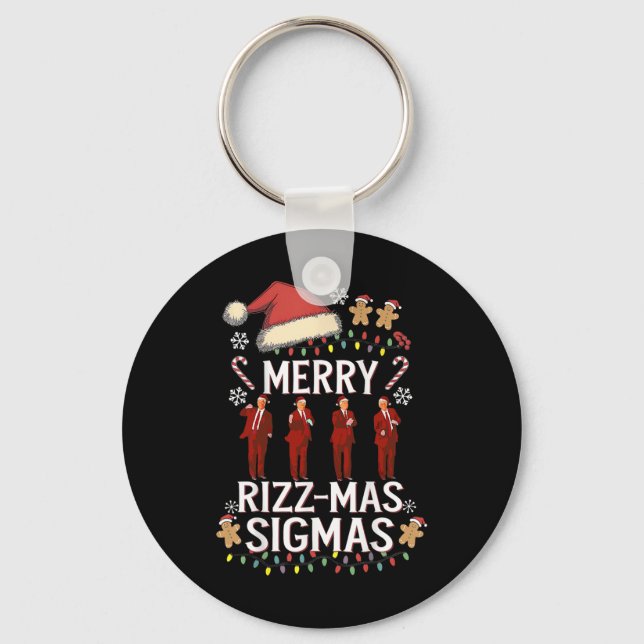Merry Rizz Mas Sigmas Gen Alpha Trump Christmas Pj Keychain (Front)