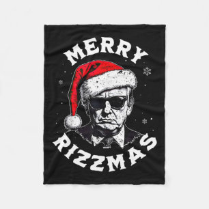 Merry Rizzmas Christmas Funny Trump Santa Claus Xm Fleece Blanket