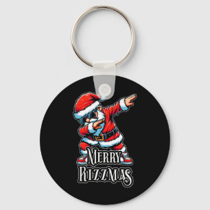 Merry Rizzmas Dabbing Santa Funny Christmas Keychain