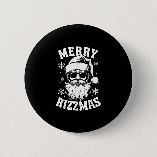 Merry Rizzmas Funny Christmas Santa Claus Happy Ch 2 Inch Round Button (Front)