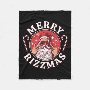 Merry Rizzmas Kids Teens School Funny Christmas Sa Fleece Blanket
