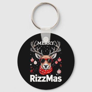 Merry Rizzmas Reindeer Funny Christmas Holiday Keychain