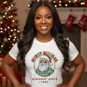 Merry Rizzmas Santa Claus in Sunglasses Funny Xmas T-Shirt