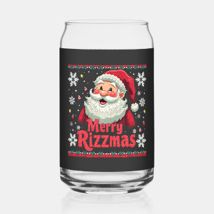 Merry Rizzmas Santa Rizz Funny Christmas Rizzler  Can Glass