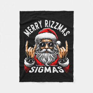 Merry Rizzmas Sigmas Funny Christmas Rizz Santa Te Fleece Blanket