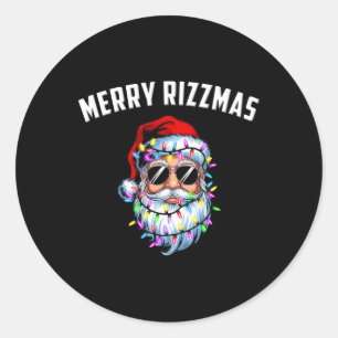 Merry Rizzmas Teens Kids School Funny Santa Christ Classic Round Sticker