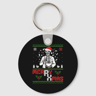Merry Rx Mas Skeleton Pharmacist Pharmacy Tech Ugl Keychain