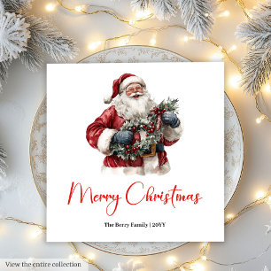 Merry Santa Claus Custom Editable Christmas Napkin