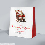 Merry Santa Claus Custom Editable Christmas Wrapp Medium Gift Bag<br><div class="desc">✅ For matching items search #09Q in my collections ✅ Make your holiday gifts extra special with this festive Santa Claus Christmas gift bag, designed in timeless red and green tones that capture the heart of a traditional Christmas. Blending rustic vintage charm with a modern, stylish twist, this bag adds...</div>