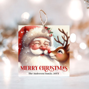 Merry Santa Claus Rudolph Gift Tags for Christmas