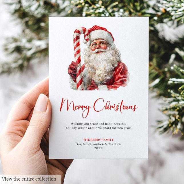 Merry Santa Claus Rustic Custom Editable Holiday  Card (Merry Santa Claus Rustic Custom Editable Holiday Card)